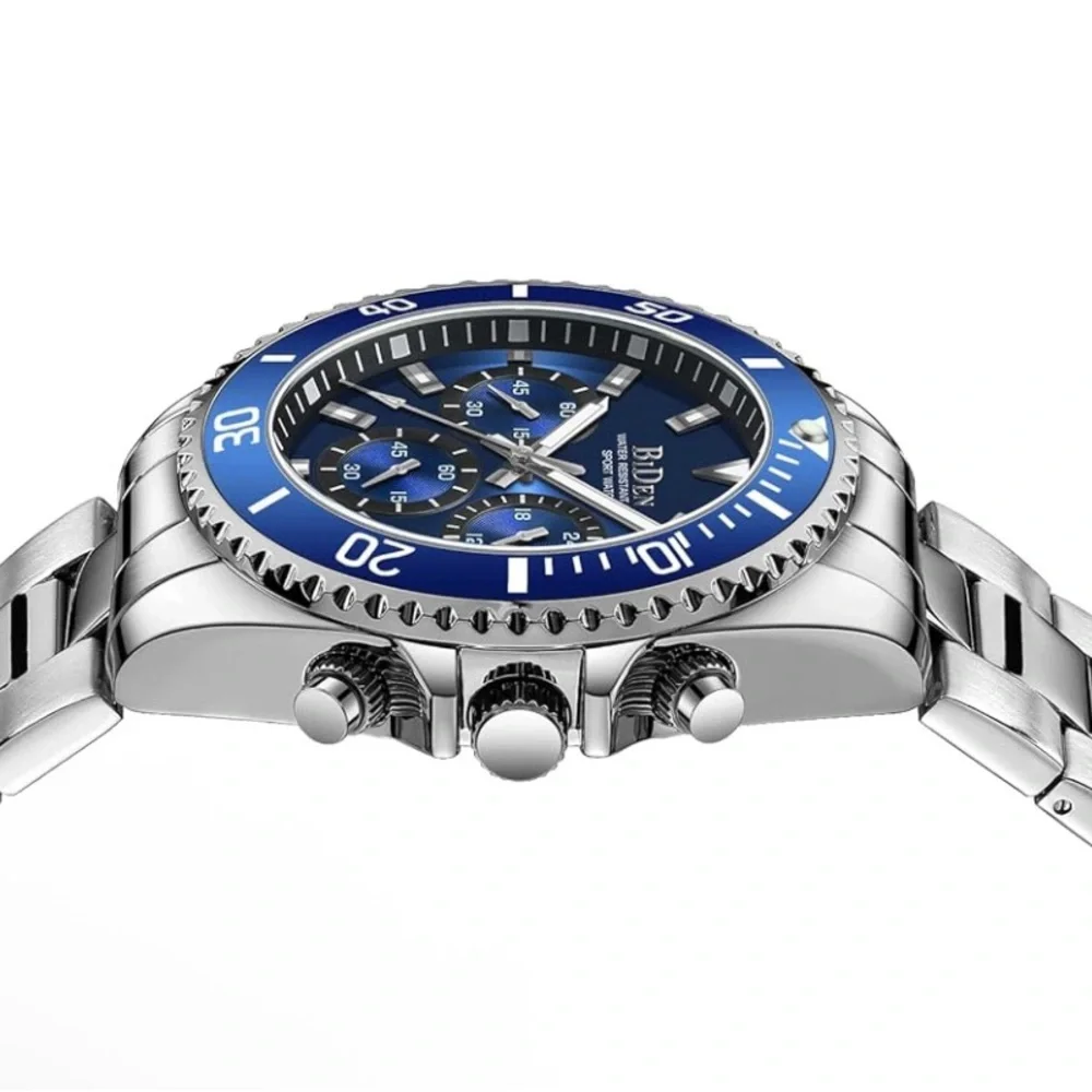 NOTIONR Blue Dial Chronograph Silver Stainless Steel Quartz Watch